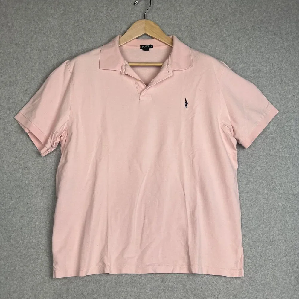 J. Crew Mens XL Pink Polo Short Sleeve Casual Shirt Fresh Logo